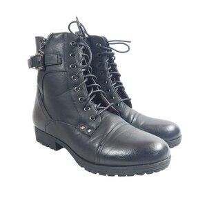I.D. Required Womens Size 11 Black Leather Combat Boots Lined